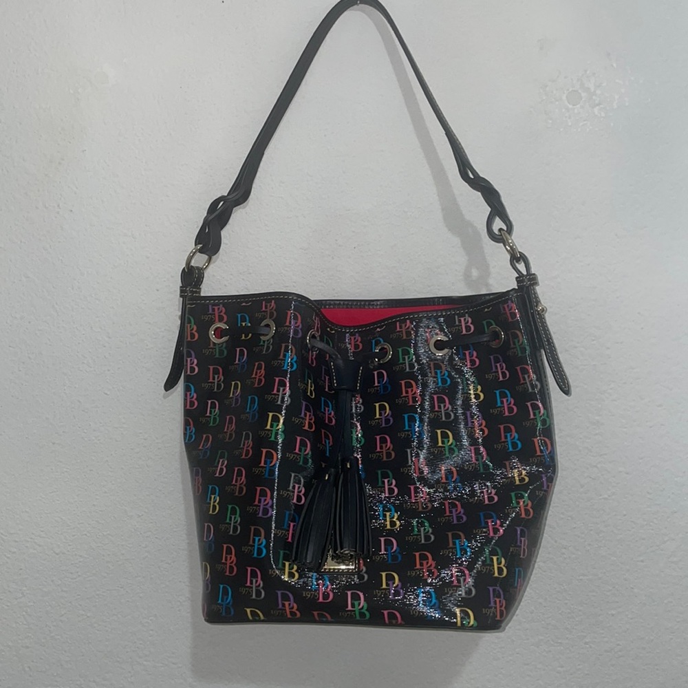Dooney & Bourke Black Multicolor Logo Shoulder Bag